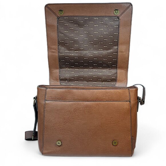 ALDO Brown Messenger Briefcase Shoulder Bag Office Computer Academia Laptop - Picture 4 of 16